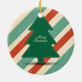 Retro kerstboom met gestreepte achtergrond keramisch ornament (Achterkant)