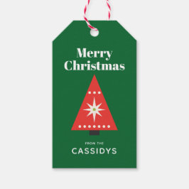 Retro Kerstboom Op Maat Cadeaulabel