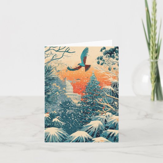 Retro kerstboom op US Capitol Hill kerstkaart Feestdagen Kaart (Voorkant)