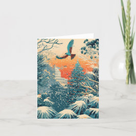 Retro kerstboom op US Capitol Hill kerstkaart Feestdagen Kaart