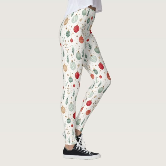 Retro Kerstboom Ornamente Leggings (Rechts)