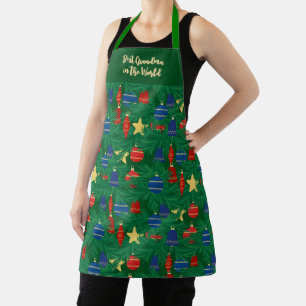 Retro kerstboom ornamenten schort
