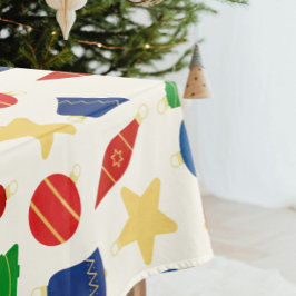 Retro kerstboom ornamenten tafelkleed