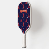 Retro Kerstboom Patroon Aangepaste naam Pickleball Paddle (Links)