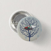 Retro kerstboom ronde button 3,2 cm (Voorkant /achterkant)