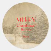 Retro-kerstboom Ronde Sticker (Voorkant)