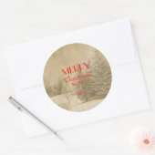 Retro-kerstboom Ronde Sticker (Envelop)