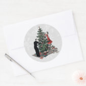 Retro kerstboom ronde sticker (Envelop)