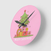 Retro kerstboom roze ronde klok (Hoek)