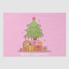 Retro kerstboom roze tissuepapier