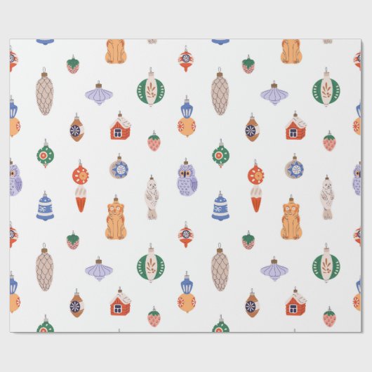 Retro Kerstboom Speelgoed Cadeaupapier (Vlak)