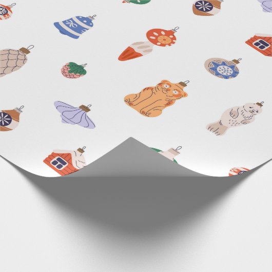 Retro Kerstboom Speelgoed Cadeaupapier (Hoek)