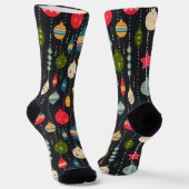 Retro kerstboom speelgoed op zwart sokken (Gebogen)
