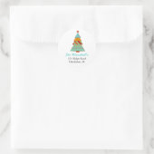 Retro kerstboom-Sticker Ronde Sticker (Tas)