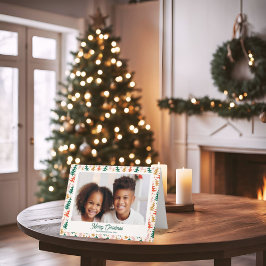 Retro Kerstboom Vakantie Familie Fotokaart Feestdagen Kaart