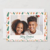 Retro Kerstboom Vakantie Familie Fotokaart Feestdagenkaart (Voorkant)