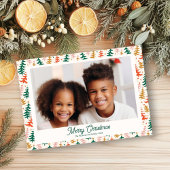 Retro Kerstboom Vakantie Familie Fotokaart Feestdagenkaart