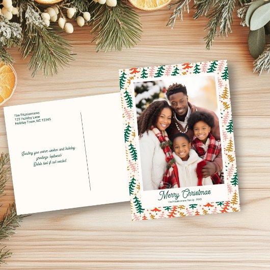 Retro Kerstboom Vakantie Foto Briefkaart
