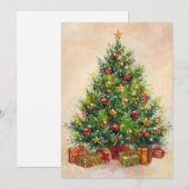 Retro Kerstboom Vakantie Kaart (Voorkant / Achterkant)