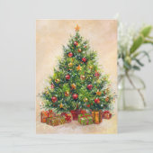 Retro Kerstboom Vakantie Kaart (Staand voorkant)