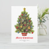 Retro kerstboom vakantie niet-foto kaart (Staand voorkant)
