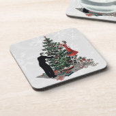 Retro kerstboom van 1940 onderzetter (Linkerzijde)