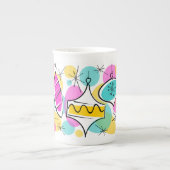 Retro kerstboom versiering mok bone china (Voorkant)