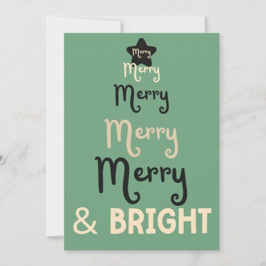 Retro Kerstboom Vrolijk en Helder Groen Crème Feestdagenkaart (Voorkant)