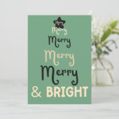 Retro Kerstboom Vrolijk en Helder Groen Crème Feestdagenkaart (Staand voorkant)