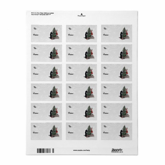 Retro kerstboomcadeautjes Labels (Full Sheet)