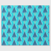 Retro kerstboomfeest cadeaupapier (Vlak)