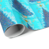 Retro kerstboomfeest cadeaupapier (Rol Hoek)