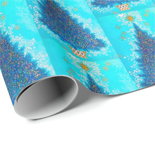 Retro kerstboomfeest cadeaupapier (Rol Hoek)