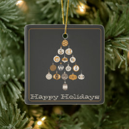 Retro kerstboomfoto keramisch ornament