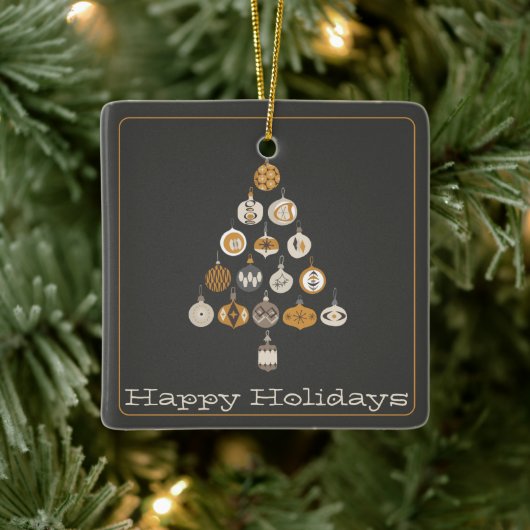 Retro kerstboomfoto keramisch ornament (Boom)