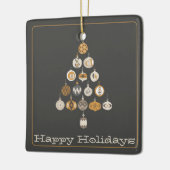 Retro kerstboomfoto keramisch ornament (Links)