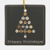 Retro kerstboomfoto keramisch ornament (Voorkant)