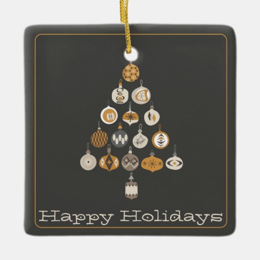 Retro kerstboomfoto keramisch ornament (Voorkant)