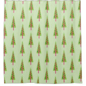 Retro kerstboomgordijn douchegordijn (Voorkant)