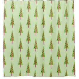 Retro kerstboomgordijn douchegordijn