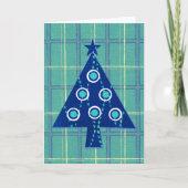  Retro-kerstboomkaart in blauw Kaart (Voorkant)