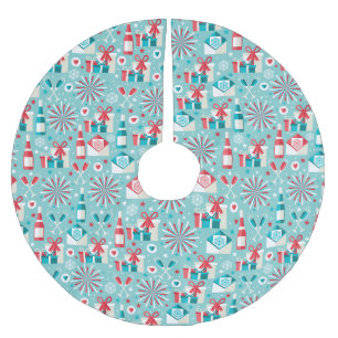Retro kerstboomkleed, geborsteld polyester kerstboom rok