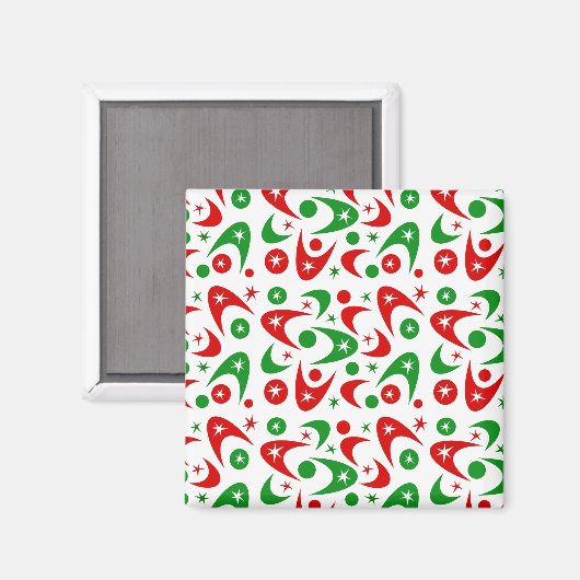 Retro Kerstboommerangs Magneet (Voorkant / Achterkant)