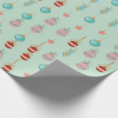 Retro Kerstboomornamenten Cadeaupapier (Hoek)
