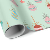 Retro Kerstboomornamenten Cadeaupapier (Rol Hoek)