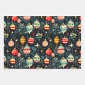 Retro kerstboomornamenten inpakpapier vel (Voorkant)
