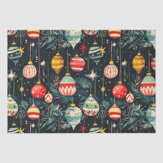 Retro kerstboomornamenten tissuepapier (Voorkant)