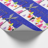 Retro kerstboompapier met Boerderij ompakken Cadeaupapier (Hoek)