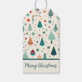 Retro-kerstboompatroon Cadeaulabel (Voorkant)