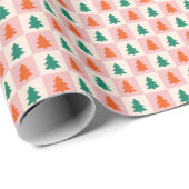 Retro-kerstboompatroon Cadeaupapier (Rol Hoek)